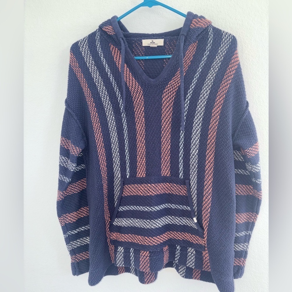 Rip Curl Revival Striped Knit Poncho Navy - Picture 4 of 13
